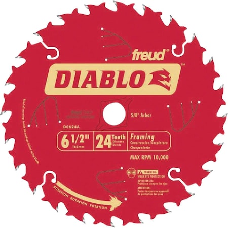 Diablo 6-1/2 In. 24-Tooth Framing Circular Saw Blade D0624A